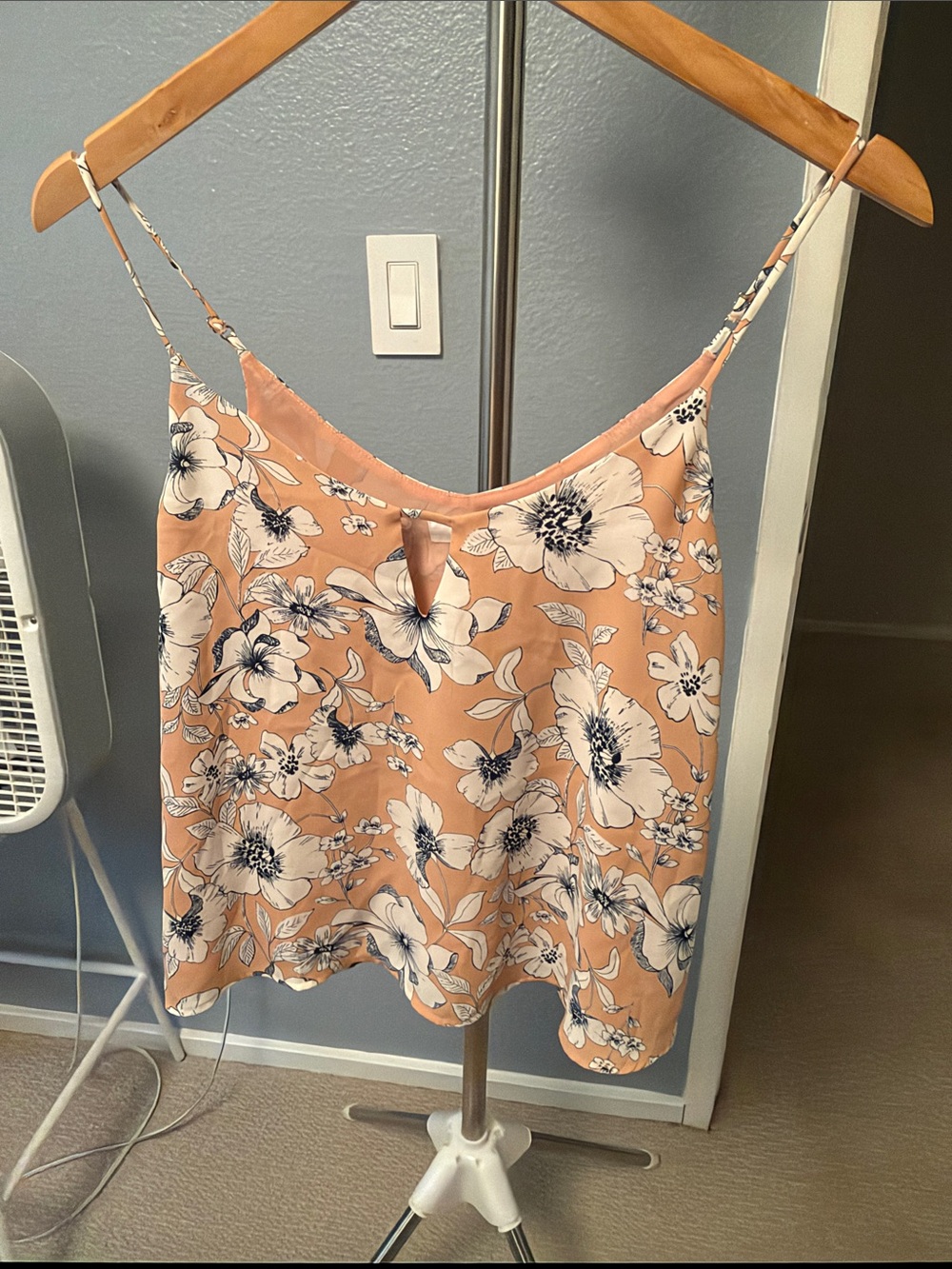 Lush Peach Floral Spaghetti-Strap Cami